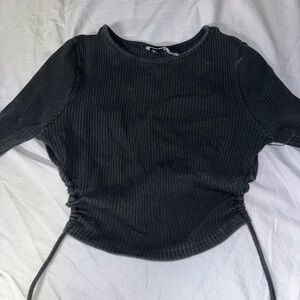 Cropped open tie back black going out top